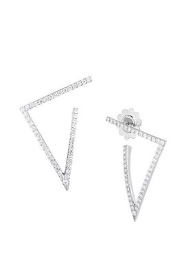 18K White Gold & 0.83 TCW Diamond Triangular Side Hoop Earrings/25MM