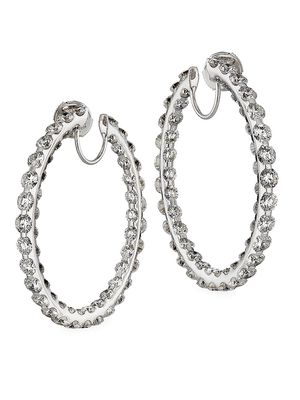 18K White Gold & 14.79 TCW Diamond Large Inside-Out Hoop Earrings - White Gold - White Gold - Size Large
