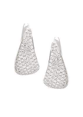 18K White Gold & Diamond Claw Earrings