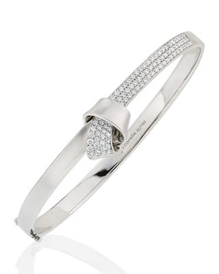 18K White Gold & Pave Diamond Knot Bangle