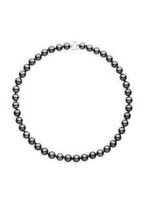 18K White Gold & Tahitian Pearls Logo-Clasp Necklace