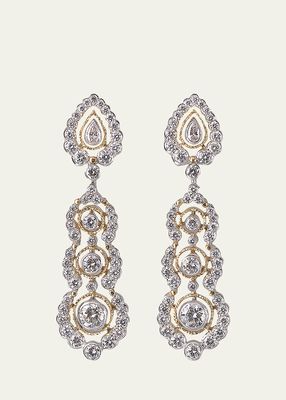18K White Gold and Yellow Gold Diamond Drop Earrings