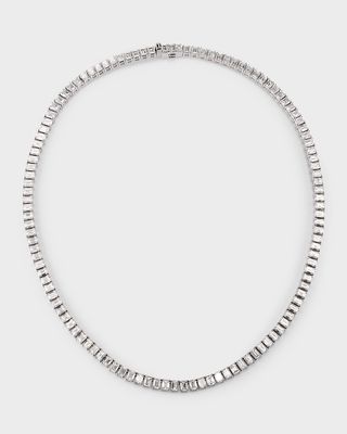 18K White Gold Baguette Diamond Tennis Necklace