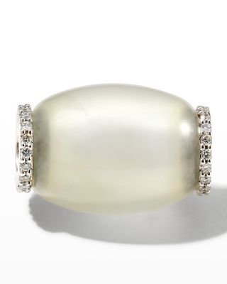 18k White Gold Barrel Jadeite and Diamond Pendant Bead