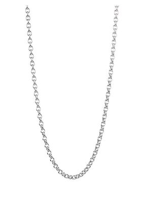 18K White Gold Belcher-Link Long Chain Necklace/35"