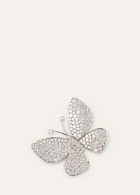 18K White Gold Big Butterfly Earring with Diamonds, Single