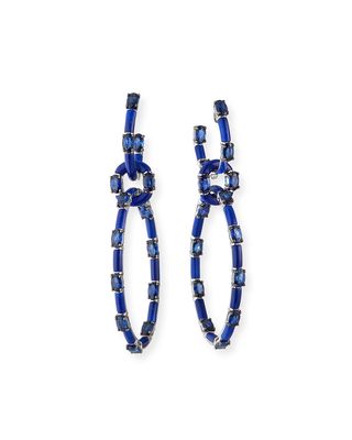 18k White Gold Blue Sapphire & Lapis Multi-Hoop Earrings