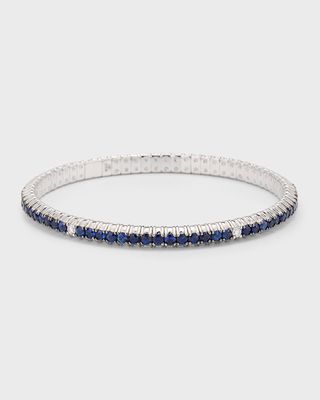 18K White Gold Bracelet with Blue Sapphires and White Diamonds