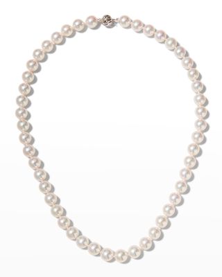 18k White Gold Classic Akoya Cultured Pearl Necklace, 8.5x9mm