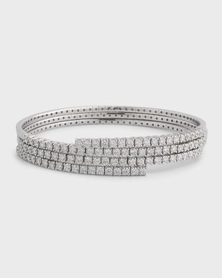 18K White Gold Coil Bracelet with Diamonds