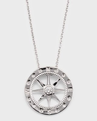 18K White Gold Compass Necklace