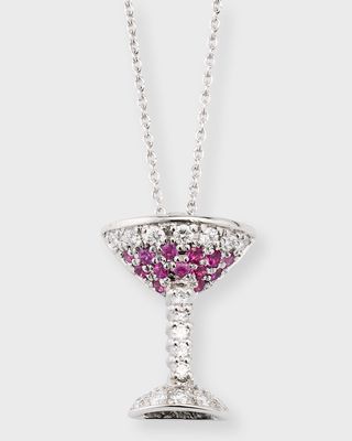18K White Gold Cosmo Glass Pendant Necklace