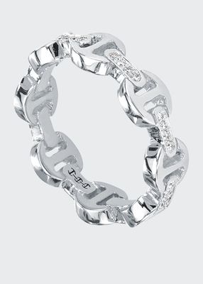 18k White Gold Dame Tri-Link with Diamond Bridges Ring