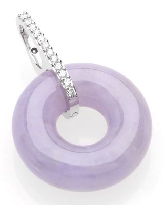 18k White Gold Diamond and Lavender Jadeite Pendant