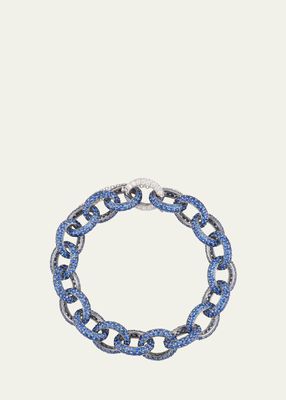 18k White Gold Diamond and Sapphire Link Bracelet