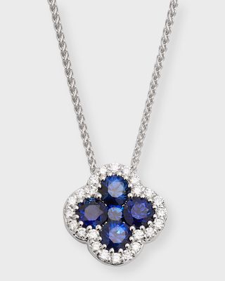 18k White Gold Diamond and Sapphire Pendant Necklace