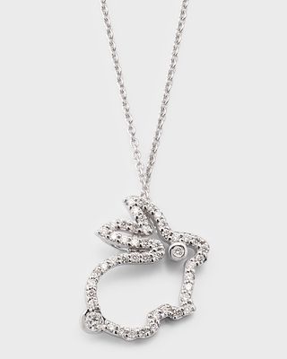 18K White Gold Diamond Bunny Pendant Necklace