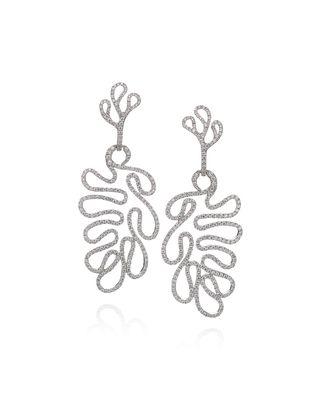 18k White Gold Diamond Convertible Sea Leaf Earrings