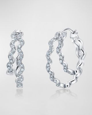 18k White Gold Diamond Double-Hoop Earrings