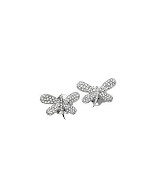 18k White Gold Diamond Dragonfly Stud Earrings