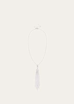 18K White Gold Diamond Flat Tassel Pendant Necklace