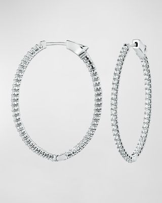 18k White Gold Diamond Hoop Earrings, 1.5tcw