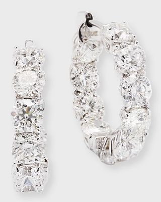 18K White Gold Diamond Hoop Earrings, 22mm
