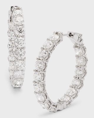 18K White Gold Diamond Hoop Earrings, 9.60tcw