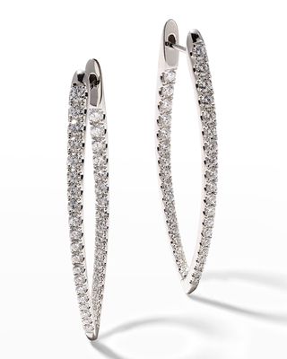 18k White Gold Diamond Imperial Hoop Earrings