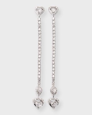 18K White Gold Diamond Long Drop Earrings