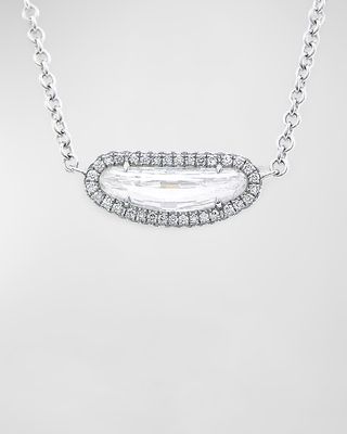 18K White Gold Diamond Melee Pendant Necklace