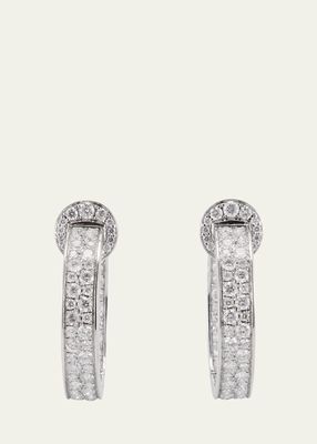 18k White Gold Diamond Modern Hoop Earrings