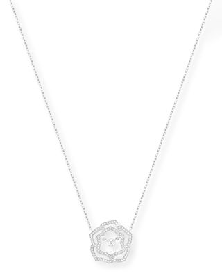 18k White Gold Diamond Rose Necklace