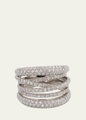 18K White Gold Diamond Scribble Band Ring, Size 7