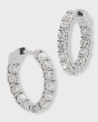 18k White Gold Diamond Small Hoop Earrings