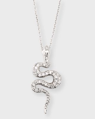 18K White Gold Diamond Snake Pendant Necklace