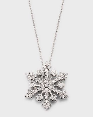 18K White Gold Diamond Snowflake Pendant Necklace
