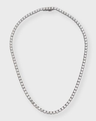 18K White Gold Diamond Tennis Necklace, 17"L