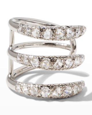 18k White Gold Diamond Triple Spiral Ring, Size 7
