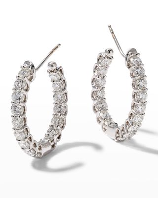 18k White Gold Diamond U-Basket Hoop Earrings