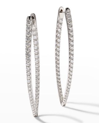 18k White Gold Diamond V-Shape Hoop Earrings