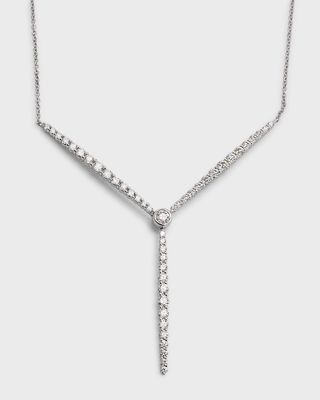 18K White Gold Diamond Y-Drop Necklace