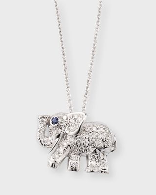 18K White Gold Elephant Necklace