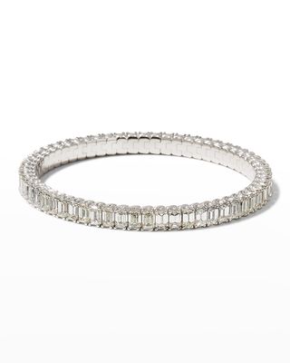 18K White Gold Expandable Emerald-Cut Diamond Bracelet