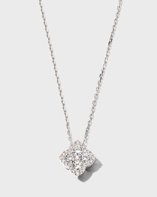 18K White Gold Fleur D'Amour All Diamond Pendant Necklace