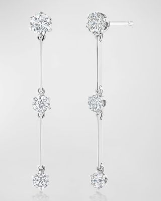 18k White Gold Floating Diamond Triple Drop Earrings