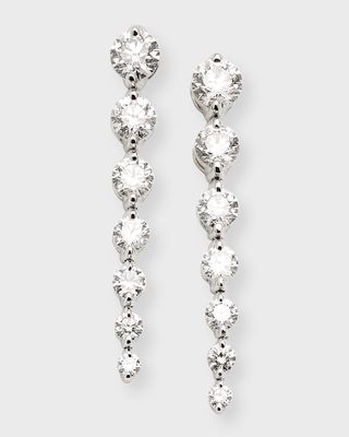 18K White Gold Graduated Diamond Drop Earrings, 4.5tcw