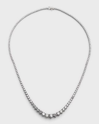 18K White Gold Graduated Diamond Tennis Necklace, 10.17tcw