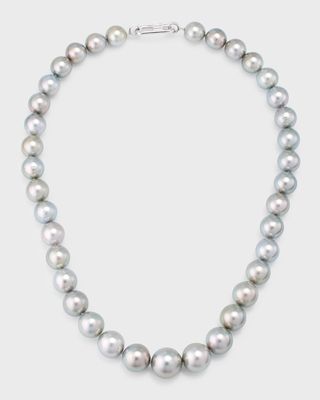 18k White Gold Graduated Tahitian Pearl Necklace