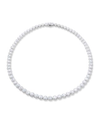 18k White Gold Graduating Diamond Tennis Necklace, 16"L